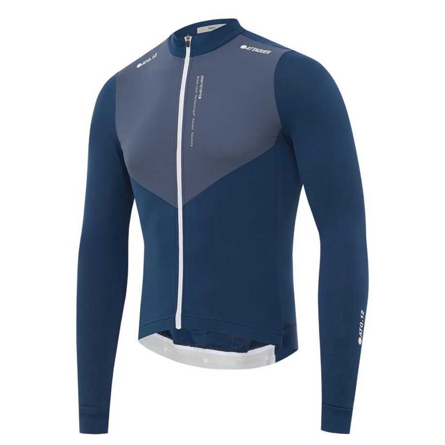 Hommes Attaquer | Maillot Race Winter Manches Longues Bleu Vintage