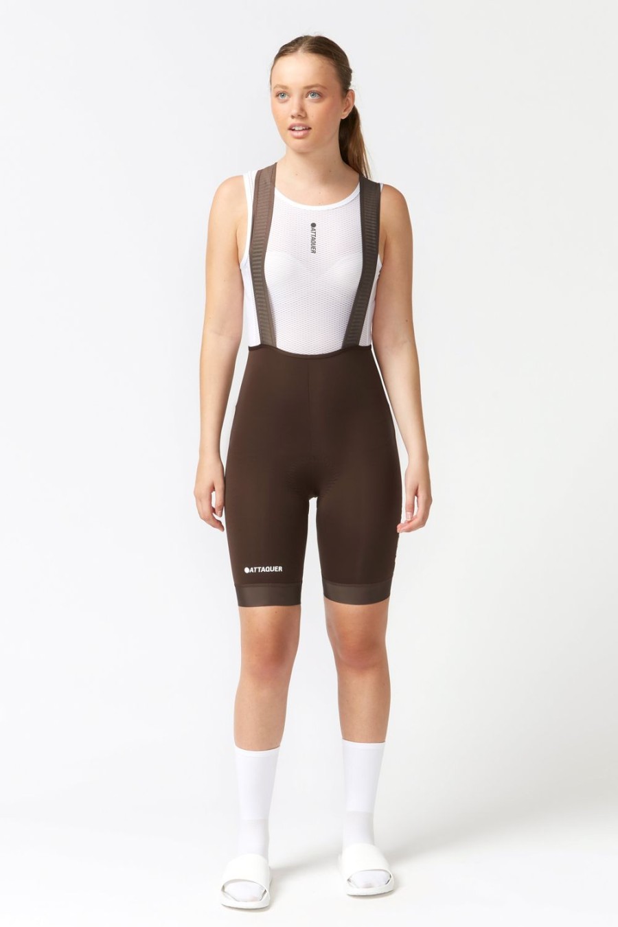 Femmes Attaquer | Cuissard Race Femme Cacao/Blanc Ref Logo