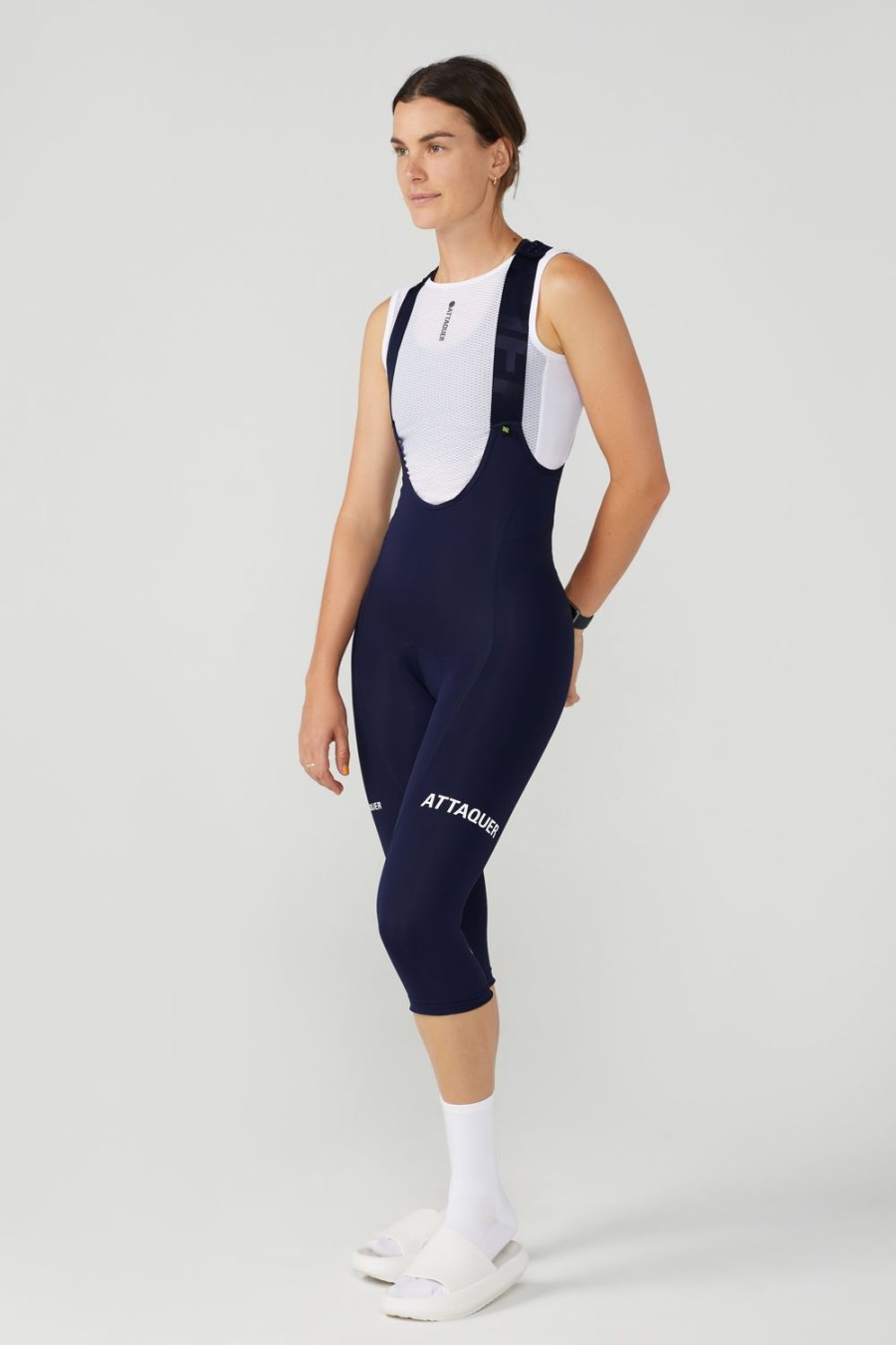 Femmes Attaquer | Salopette 3/4 All Day Femme Bleu Marine/Logo Blanc