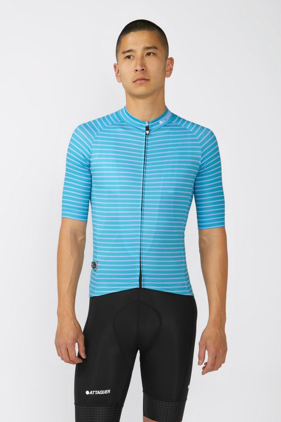 Hommes Attaquer | A-Line Jersey Fine Rayure Turquoise/Lilas