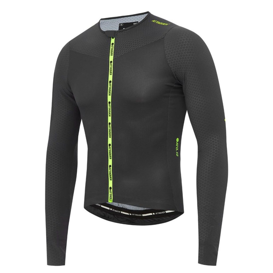 Hommes Attaquer | Maillot Manches Longues Ultra+ Aero Anthracite/Citron Vert Acide