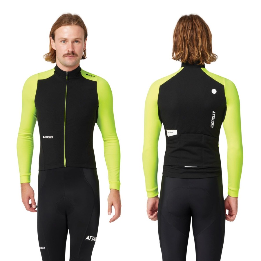 Hommes Attaquer | Maillot Manches Longues All Day Winter Noir/Citron Vert Acide