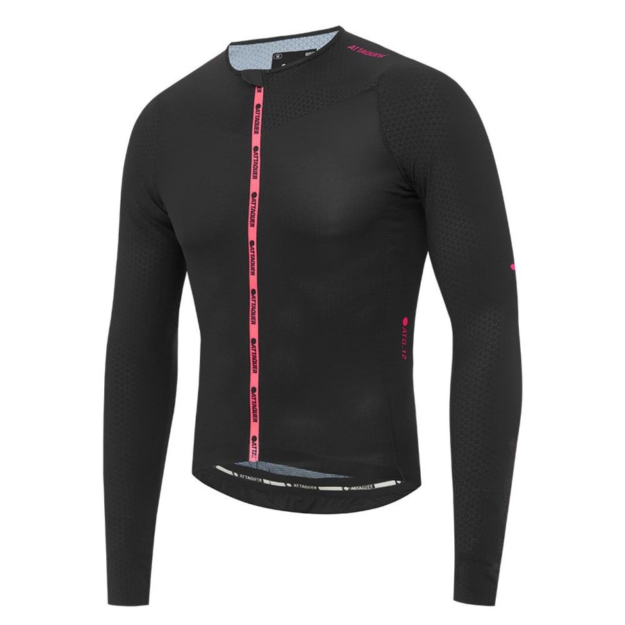 Hommes Attaquer | Maillot Ultra+ Aero Manches Longues Noir/Rose Fluo