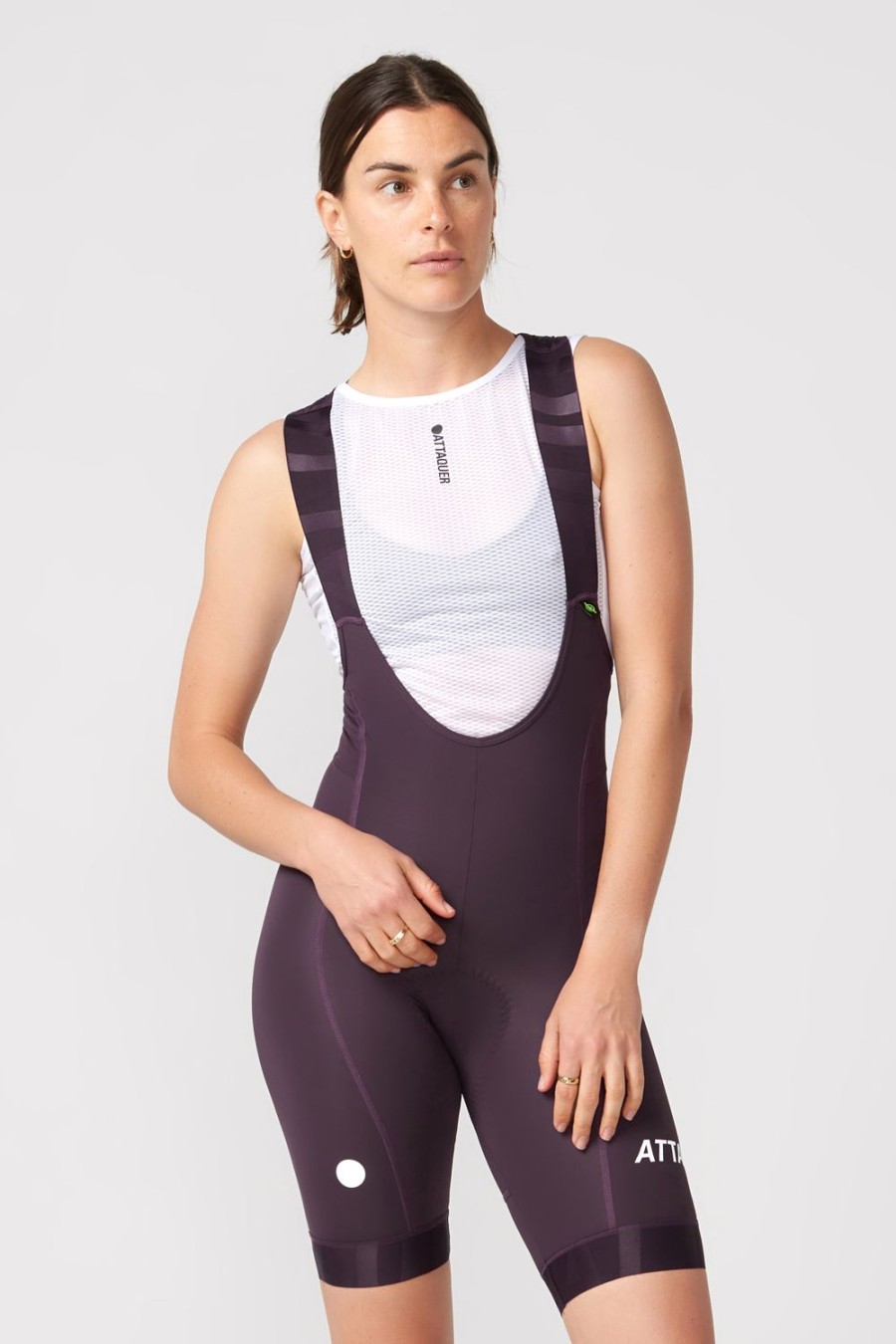 Femmes Attaquer | Cuissard All Day Femme Aubergine/Blanc Logo Reflechissant